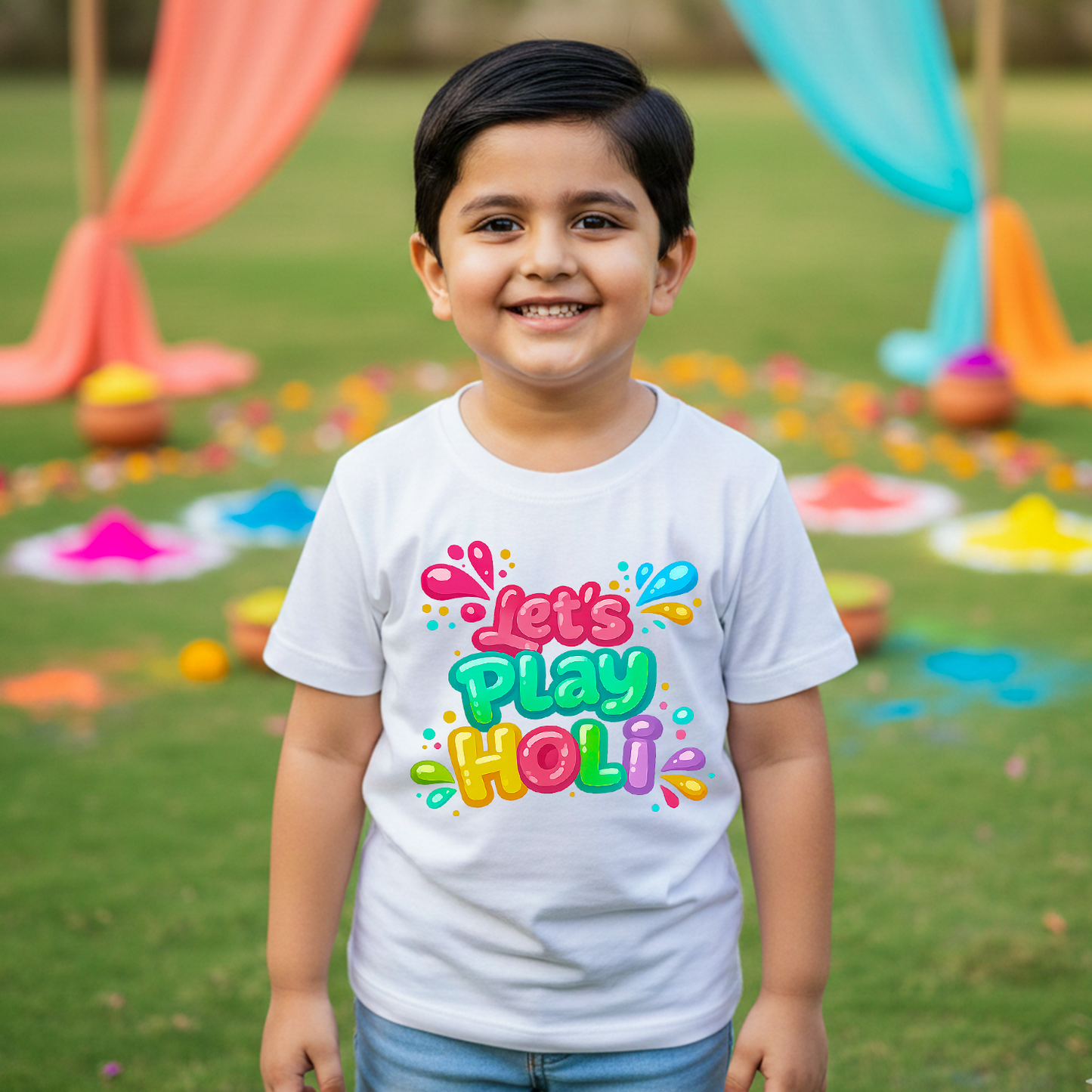 New Born & Baby Clothing | Let's Play Holi Kid's Cotton T-shirt | Soft Cotton