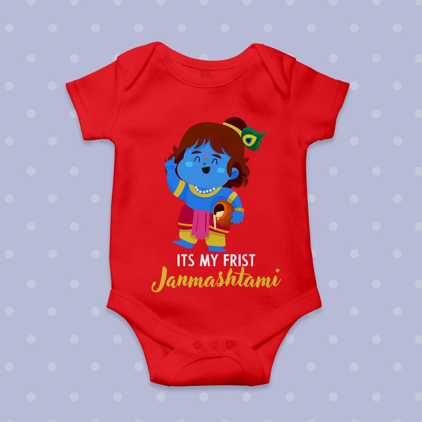 It's My First Janmashtami_ Red Onesie
