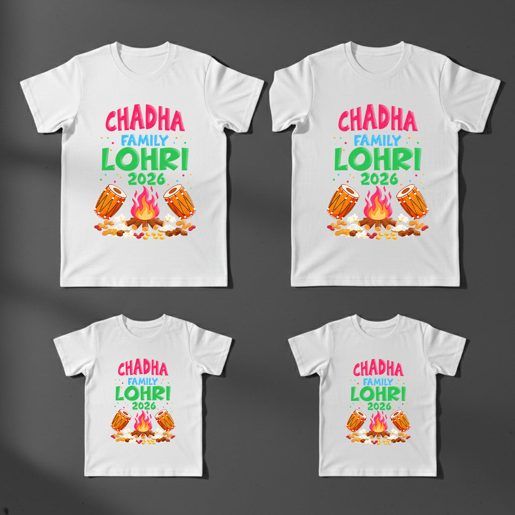 Family First Lohri Family 2026 T-shirts Collection White T-Shirt | Soft Cotton