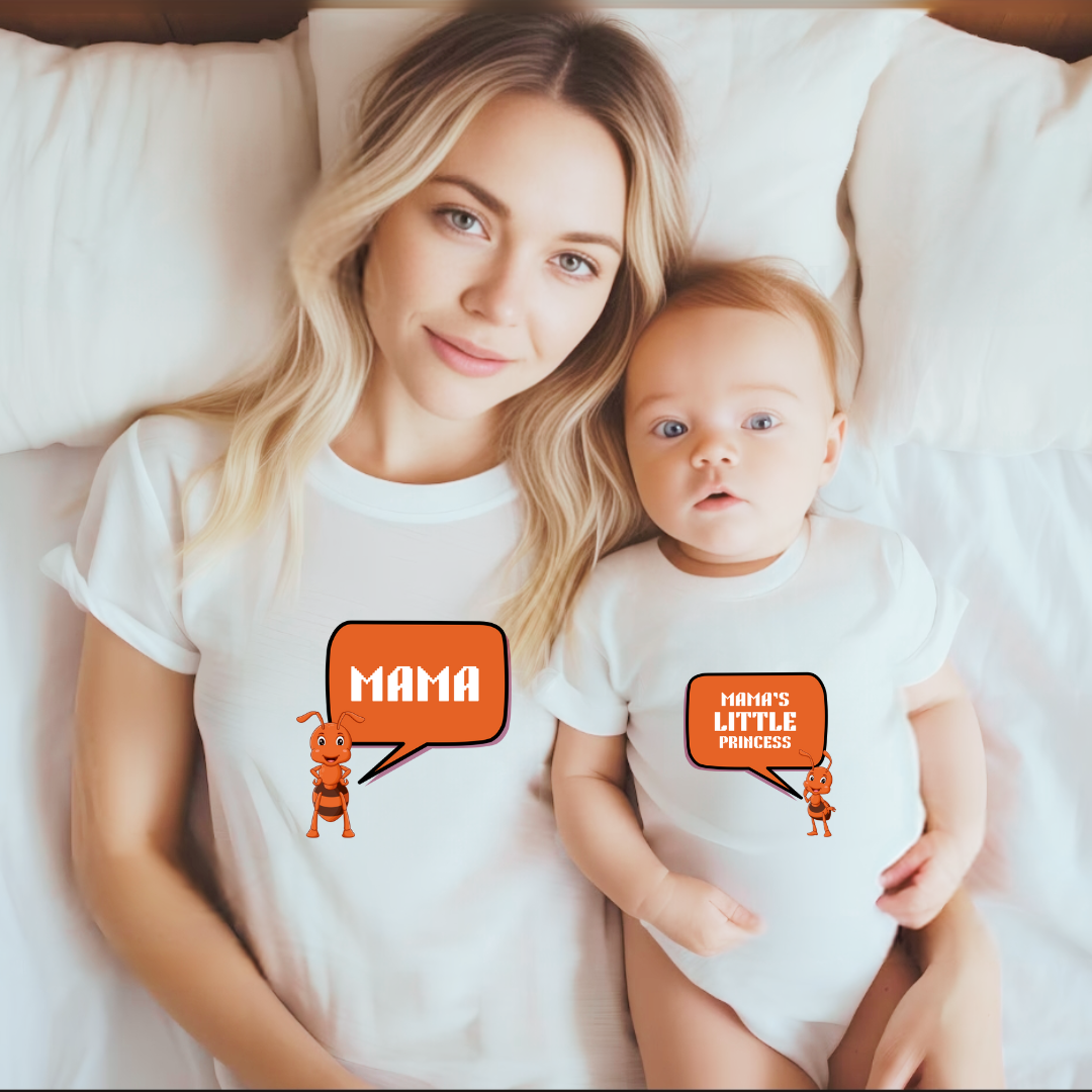 Mama and her little princess_ combo white tee
