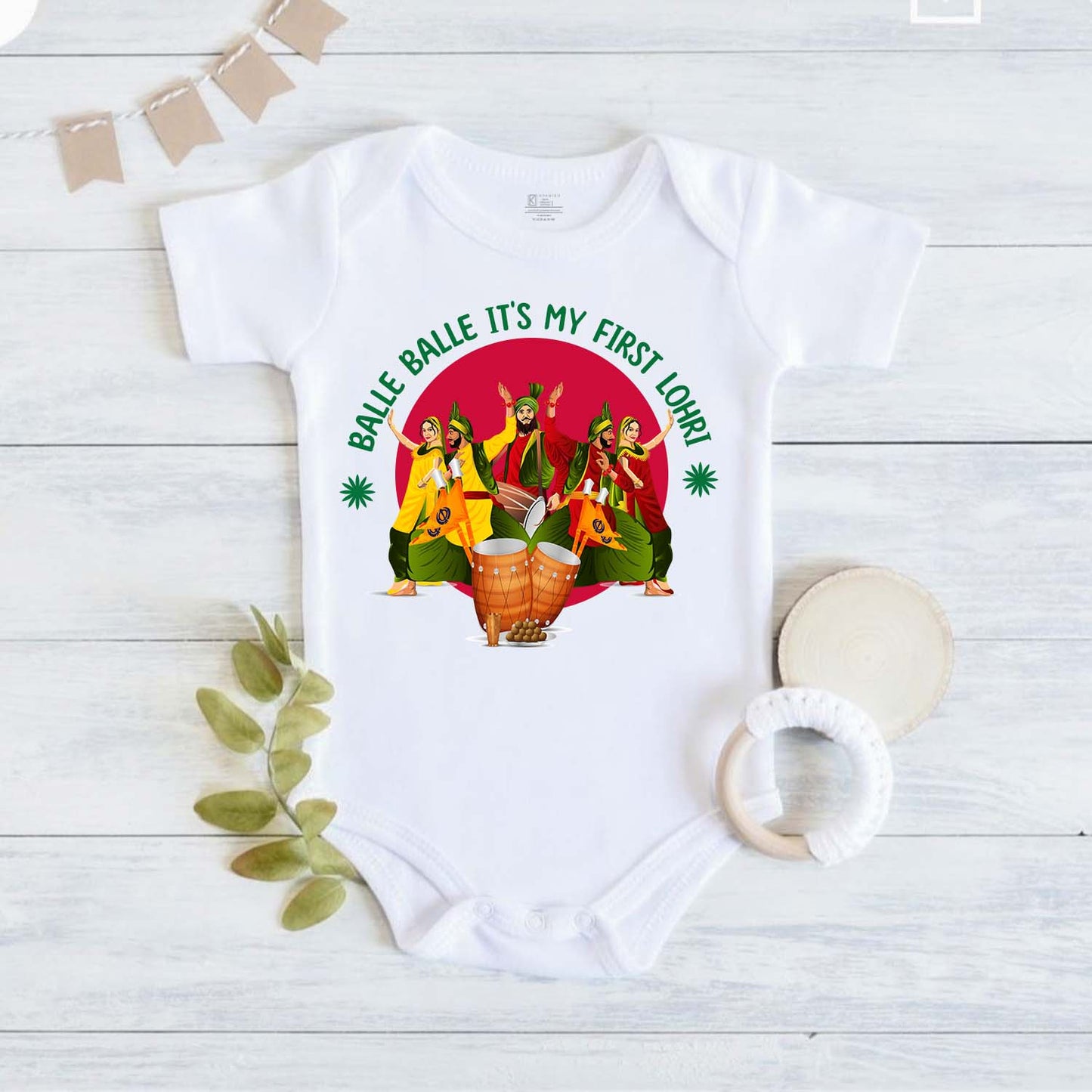 Baby Clothing | Balle Balle First Lohri Dress For Baby | Soft Cotton Dress