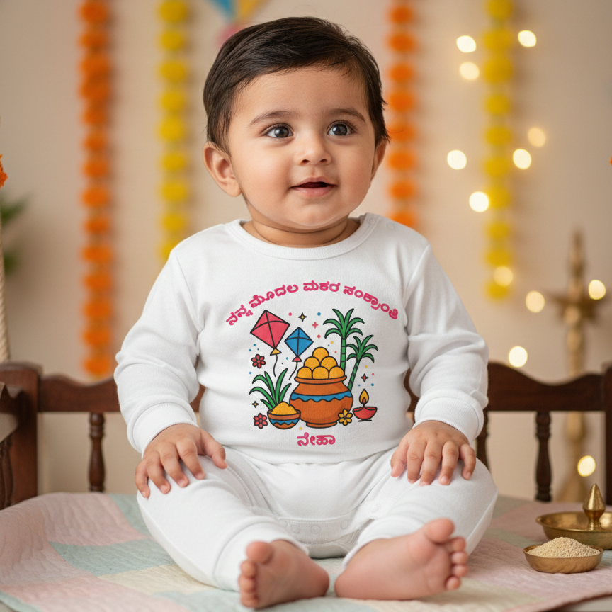 Sankanthri Baby Outfit in kannada