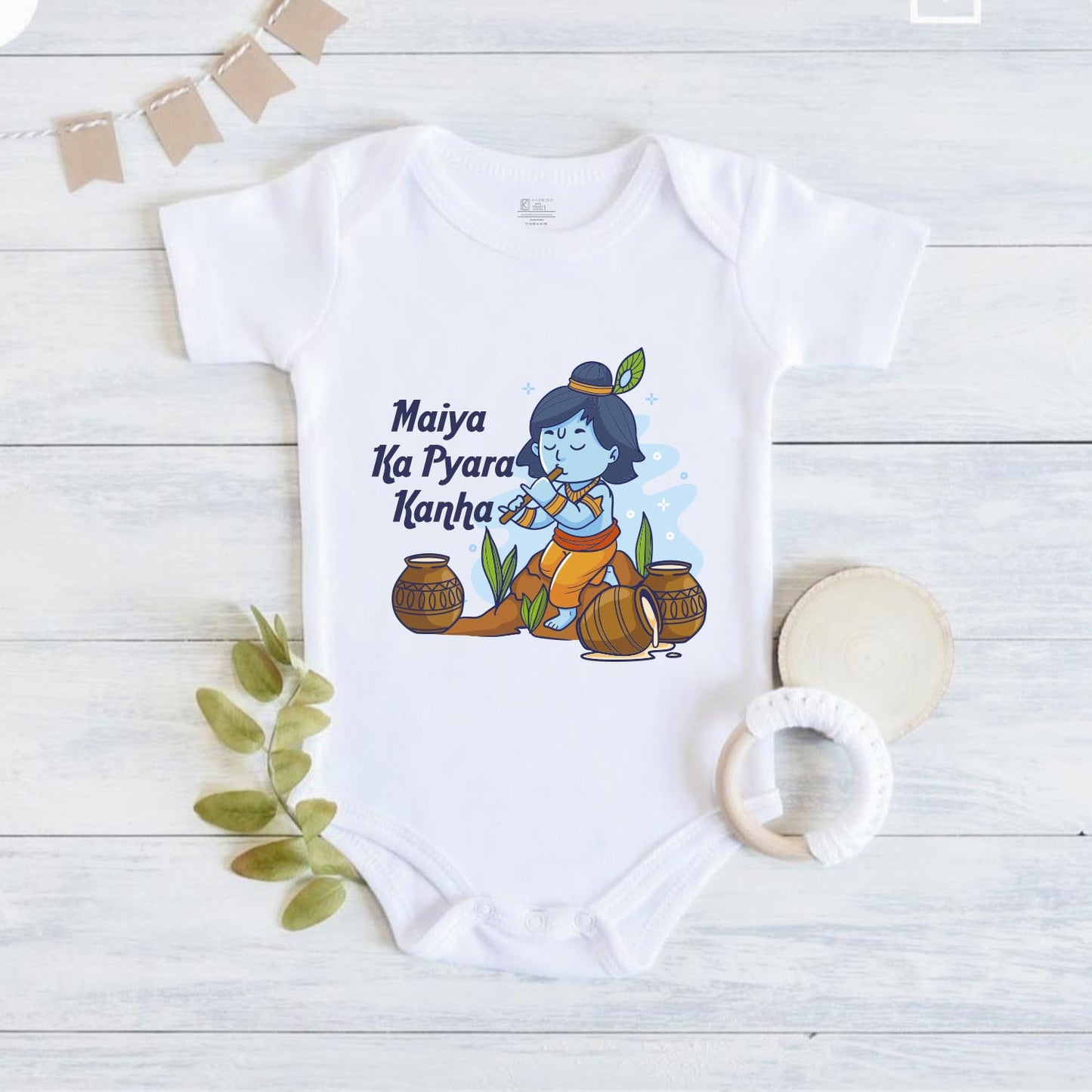 Maiya ka pyara kanha_ White Onesie