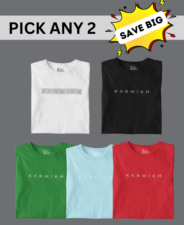 Men Round Neck Classic Karmikh Cotton T-Shirt - Pack of 2