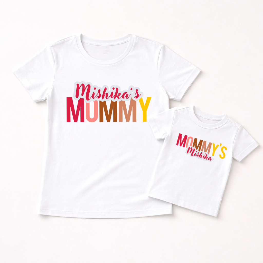 Mommy With Customized Baby Name Mother's Day T-shirt Combo