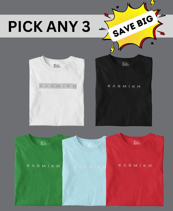 Men Round Neck Classic Karmikh Cotton T-Shirt - Pack of 3