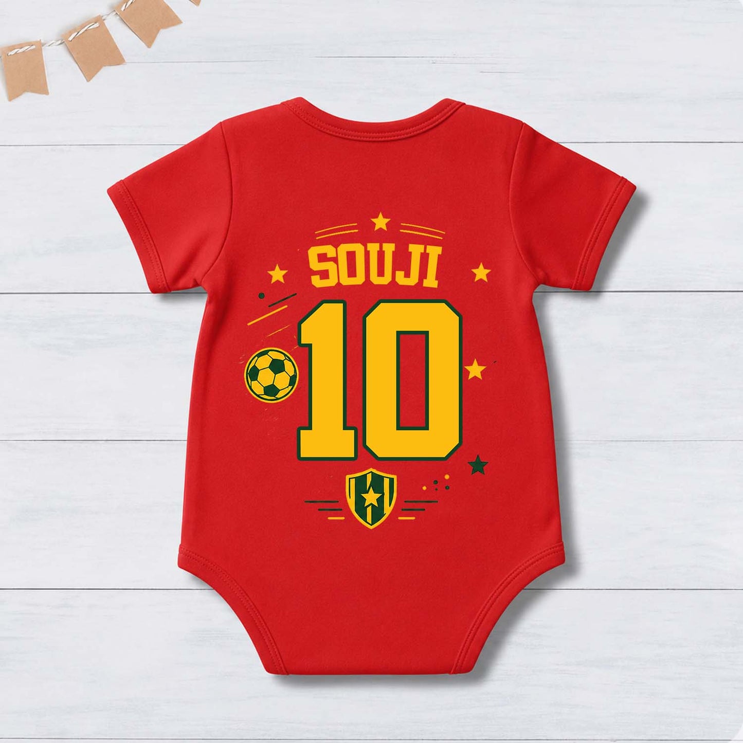 New Born & Baby clothing | Portugal Football Fan Baby Romper with Customized Baby Name Printed | Soft Cotton