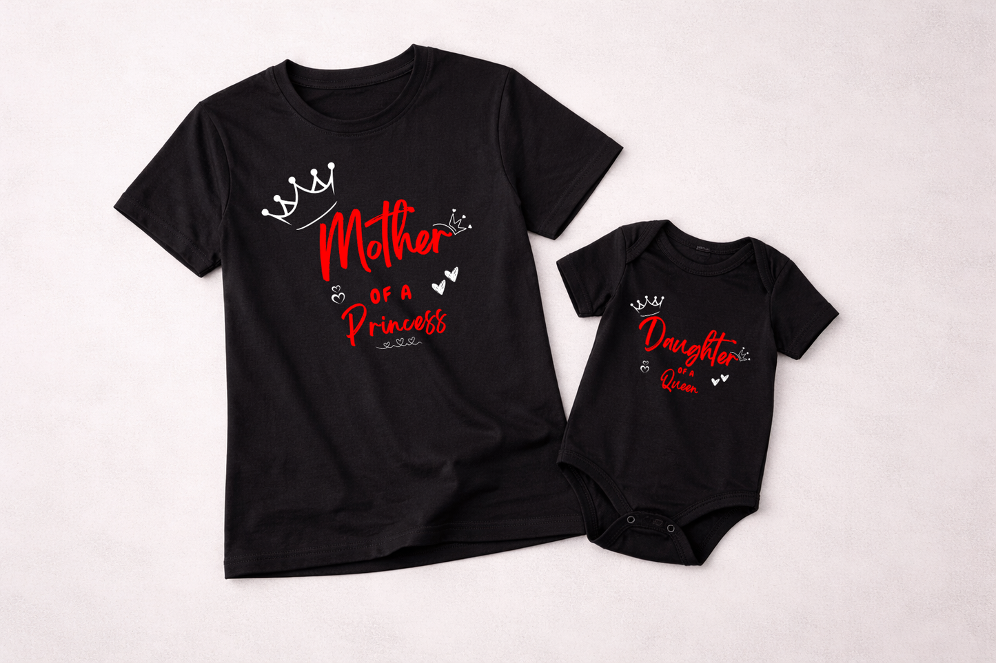 Mother of a princess, Daughter of a queen _ stylish combo black tee