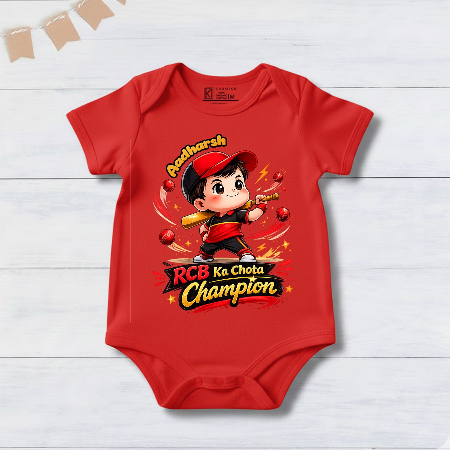 New Born & Baby Clothing | RCB Ka Chota Champion With Customized Baby Name | Soft Cotton