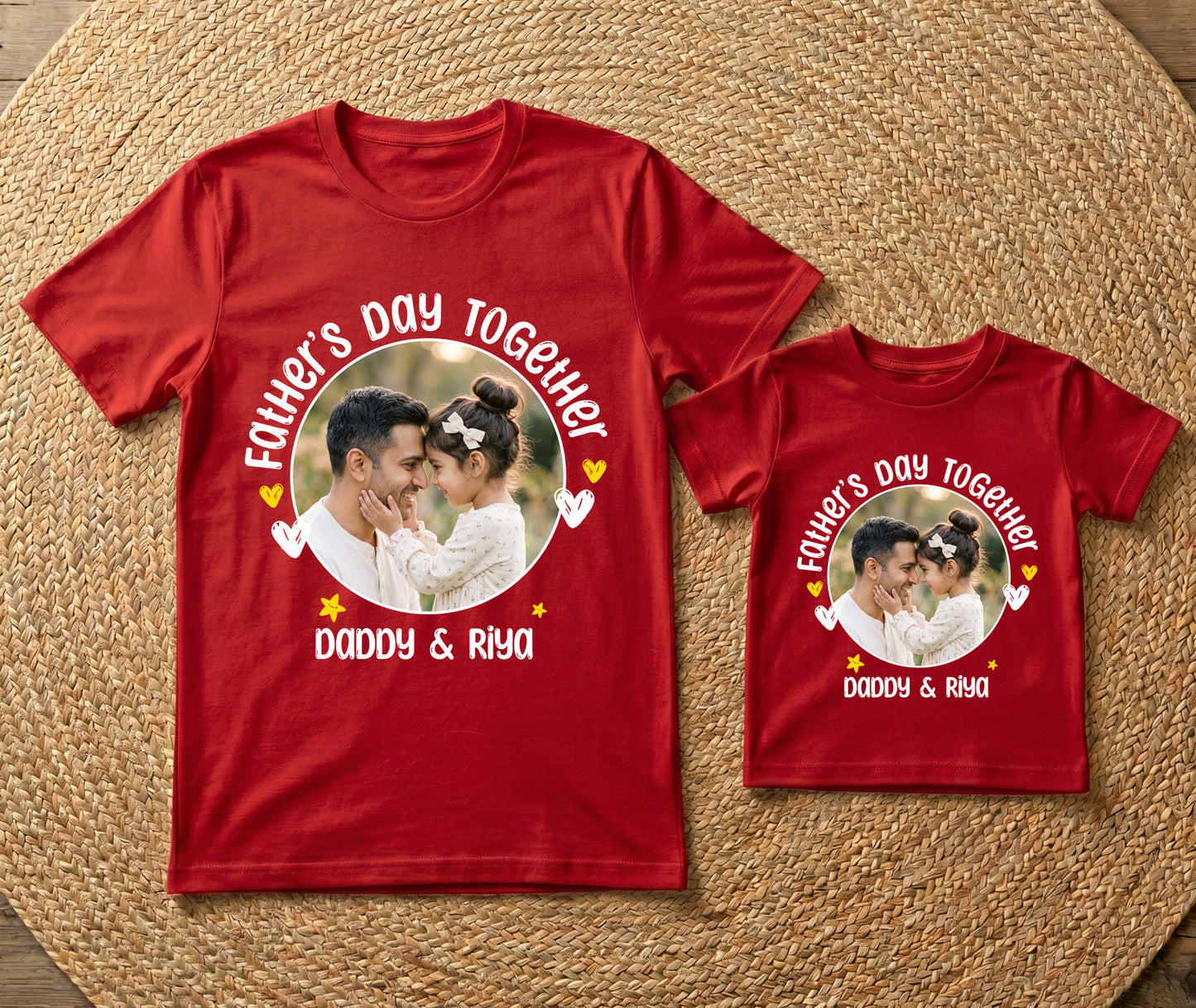 New Born & Baby Clothing | Fathers Day Together Dad & Daughter Twinning Red Sets | Soft T-shirt