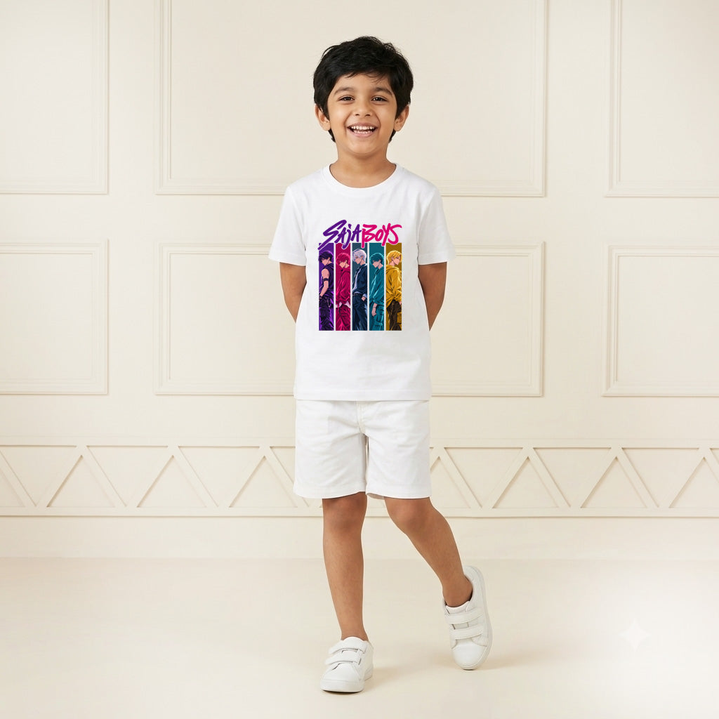 SajaBoys Group Inspired Printed Kid's Black T-Shirt