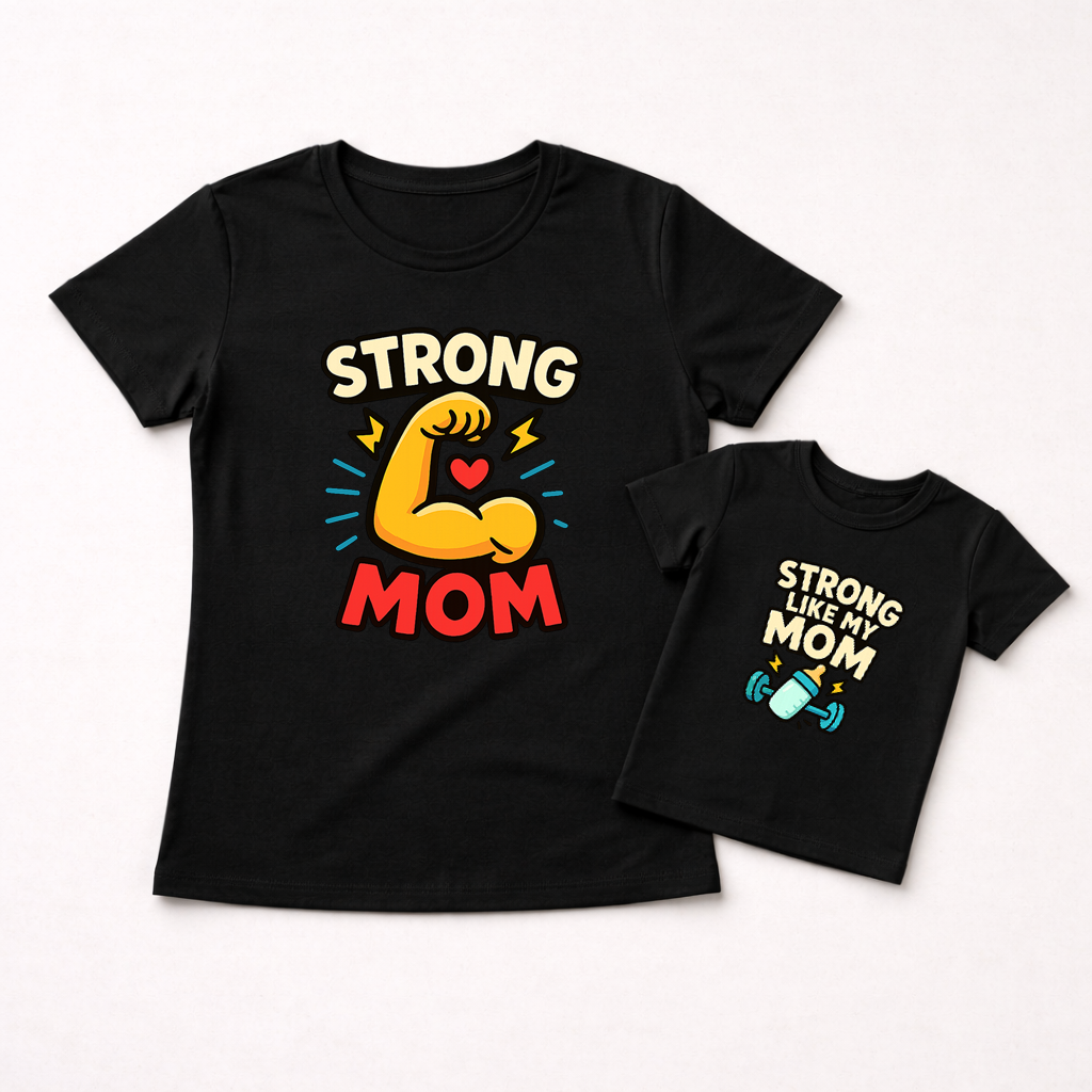 Mom Power Combo _ Total Family Twinning Black T-shirt