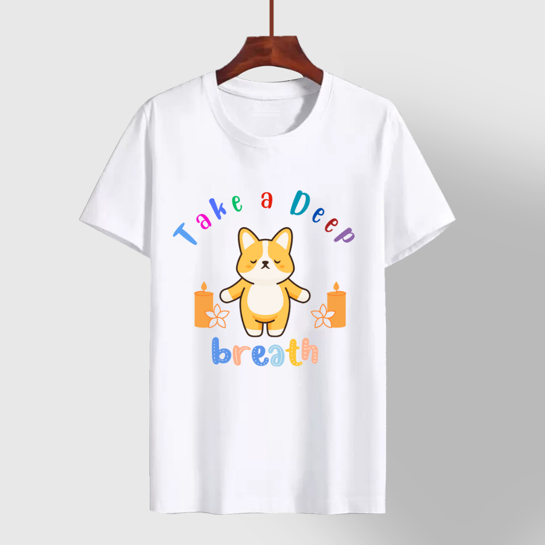 Take a deep breath_ White Yoga Tee