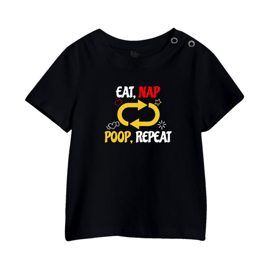 Eat, Nap, Poop, Repeat Kids Printed T-Shirt
