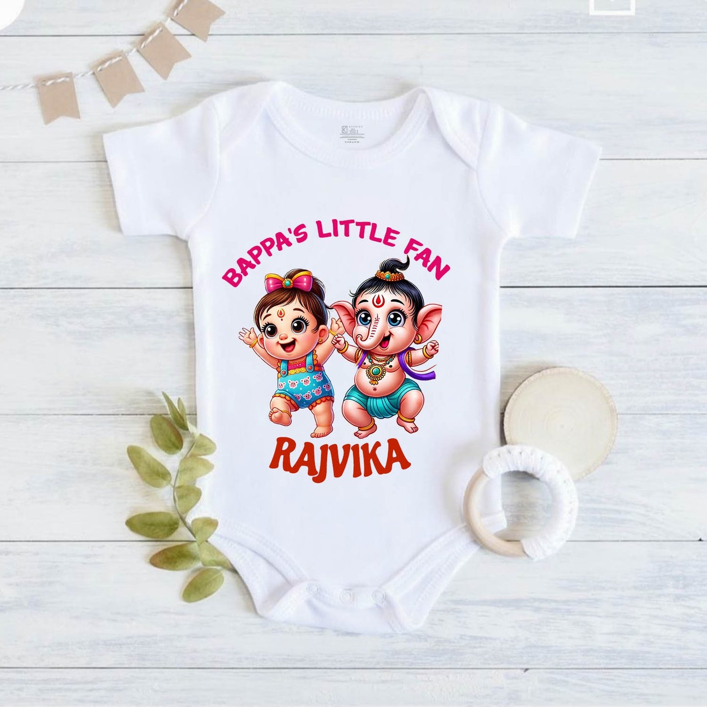 Bappa's Little Fan With customised Name_white onesie