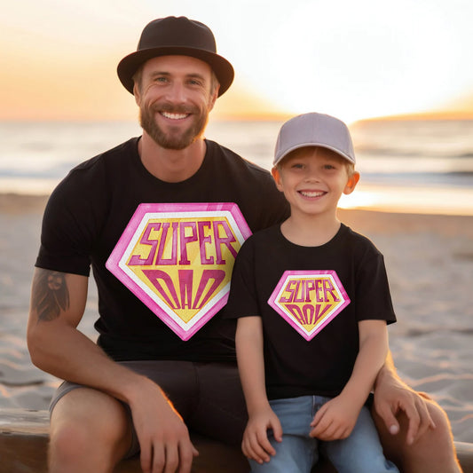 Father's Day Together Twinning Sets Super Dad And Super Son T-shirt _black