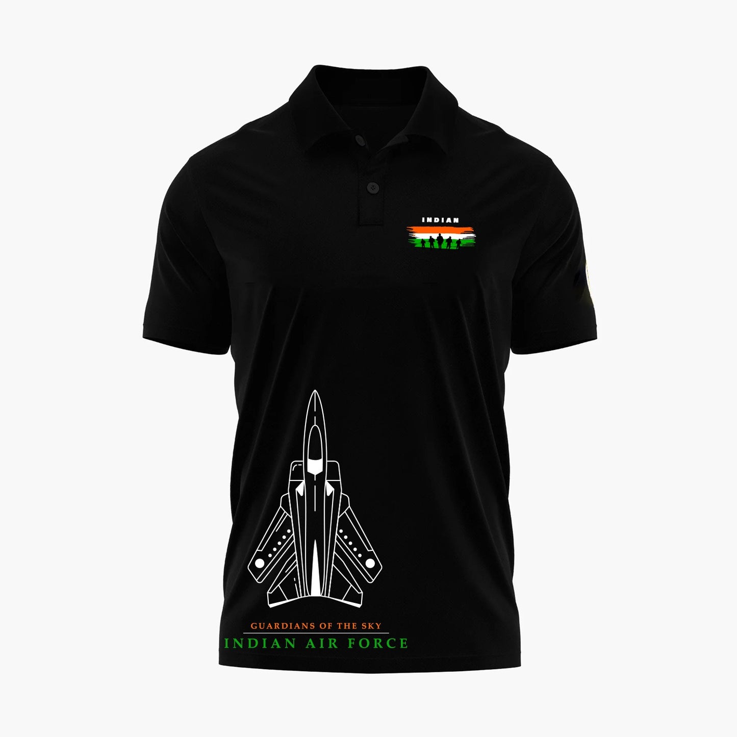 Black Polo Indian Airforce Guardians Of The Sky _T-shirt