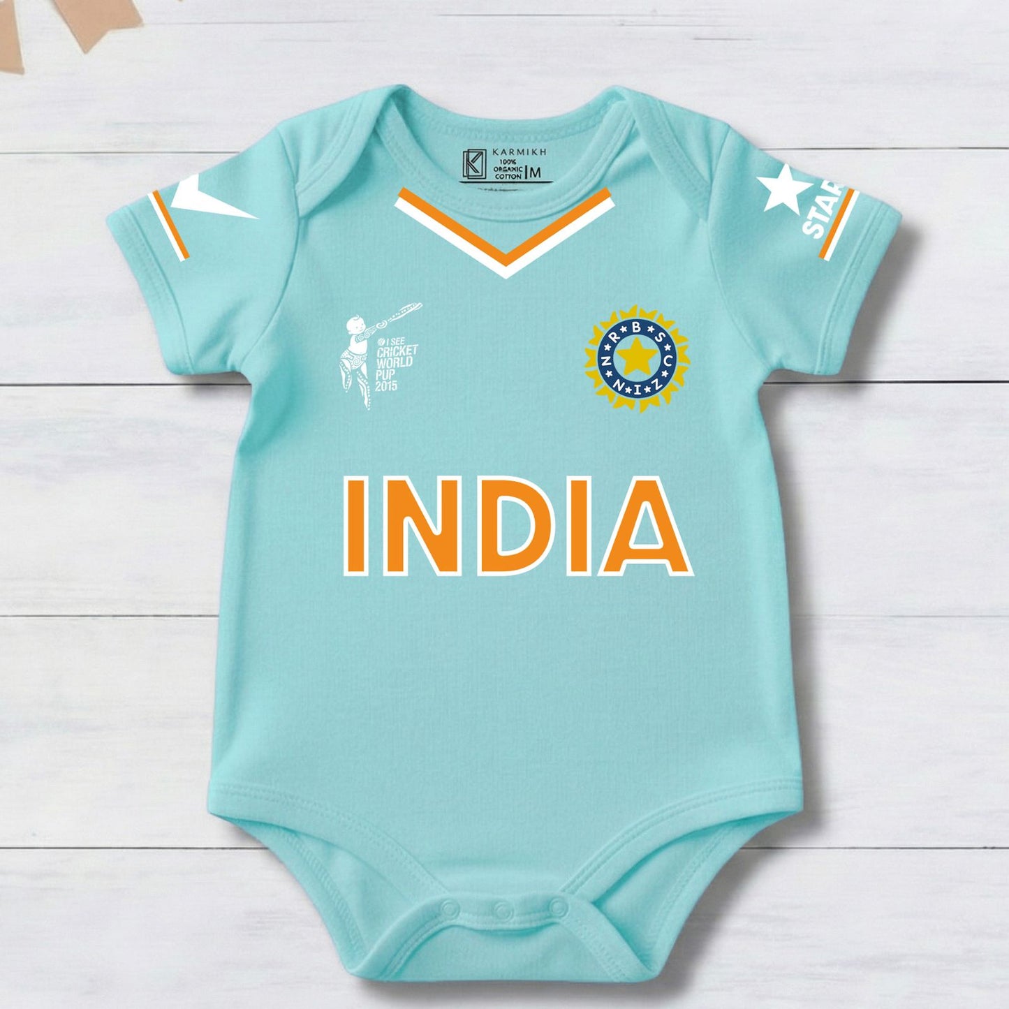 New Born & Baby clothing | Cricketer Blue jersey Baby Photoshoot Outfit for Baby with Customized Baby Name Printed | Light Blue Soft Cotton