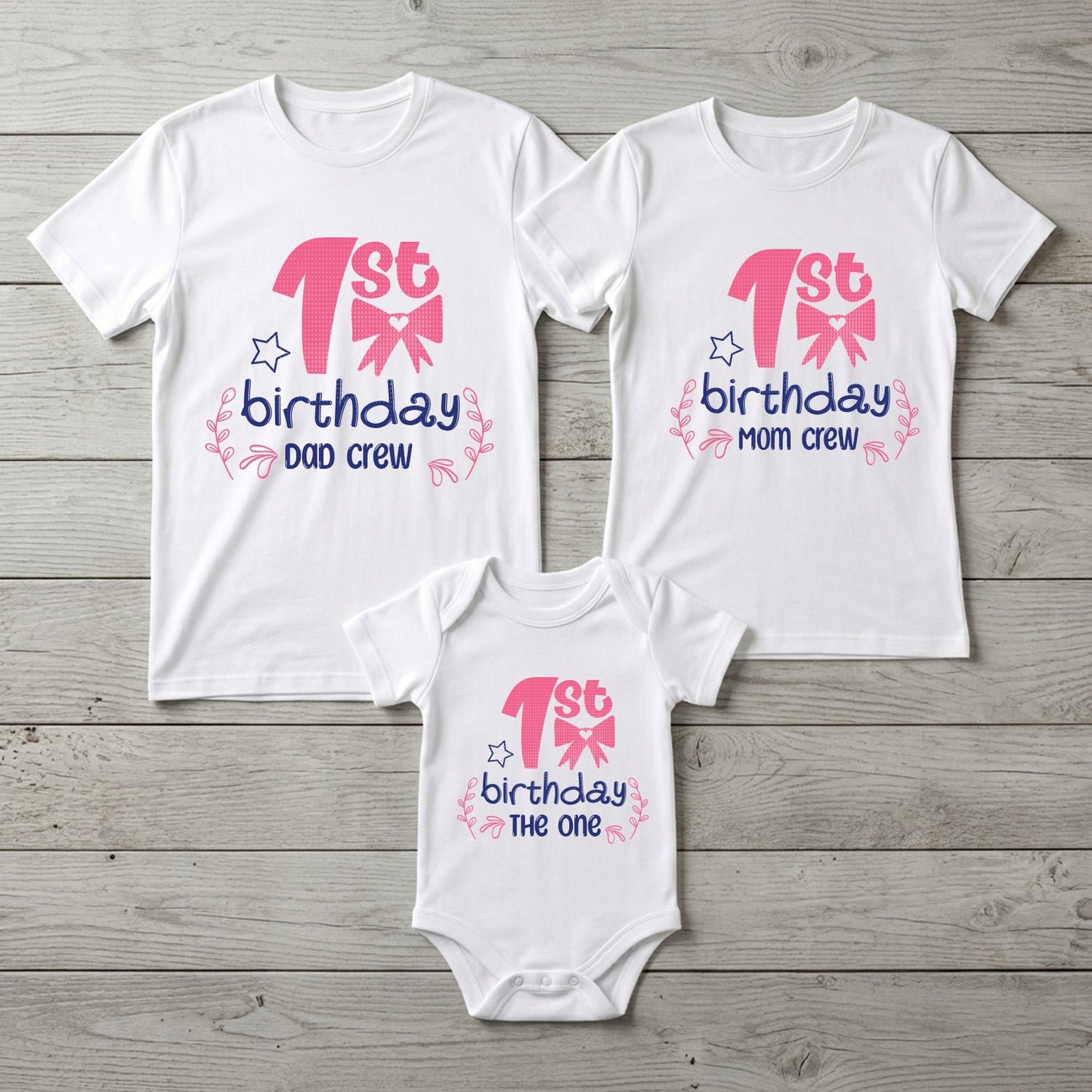 First Birthday | First Birthday Crew White T-shirt Whole Family Twinning | Family Twinning Collection