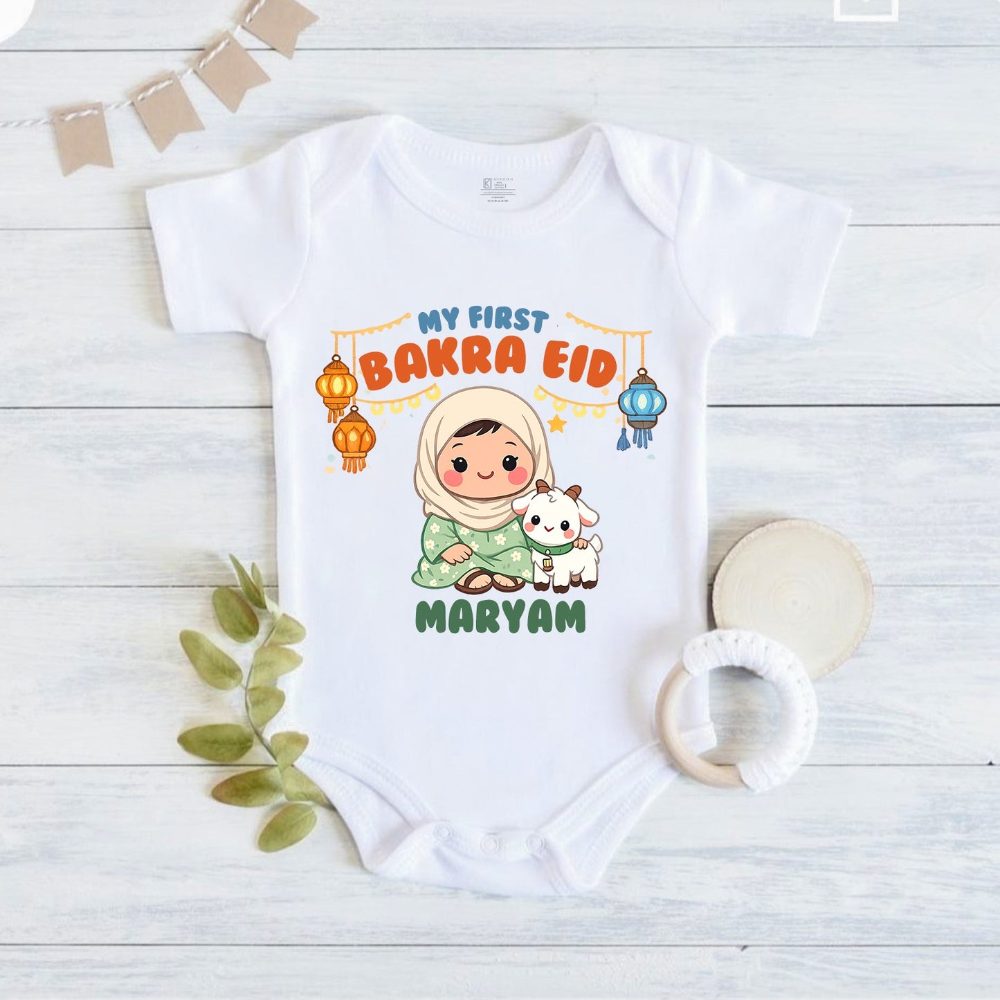 Newborn & Baby Clothing | My First Bakra Eid With Customized Baby Girl Name | Soft Cotton