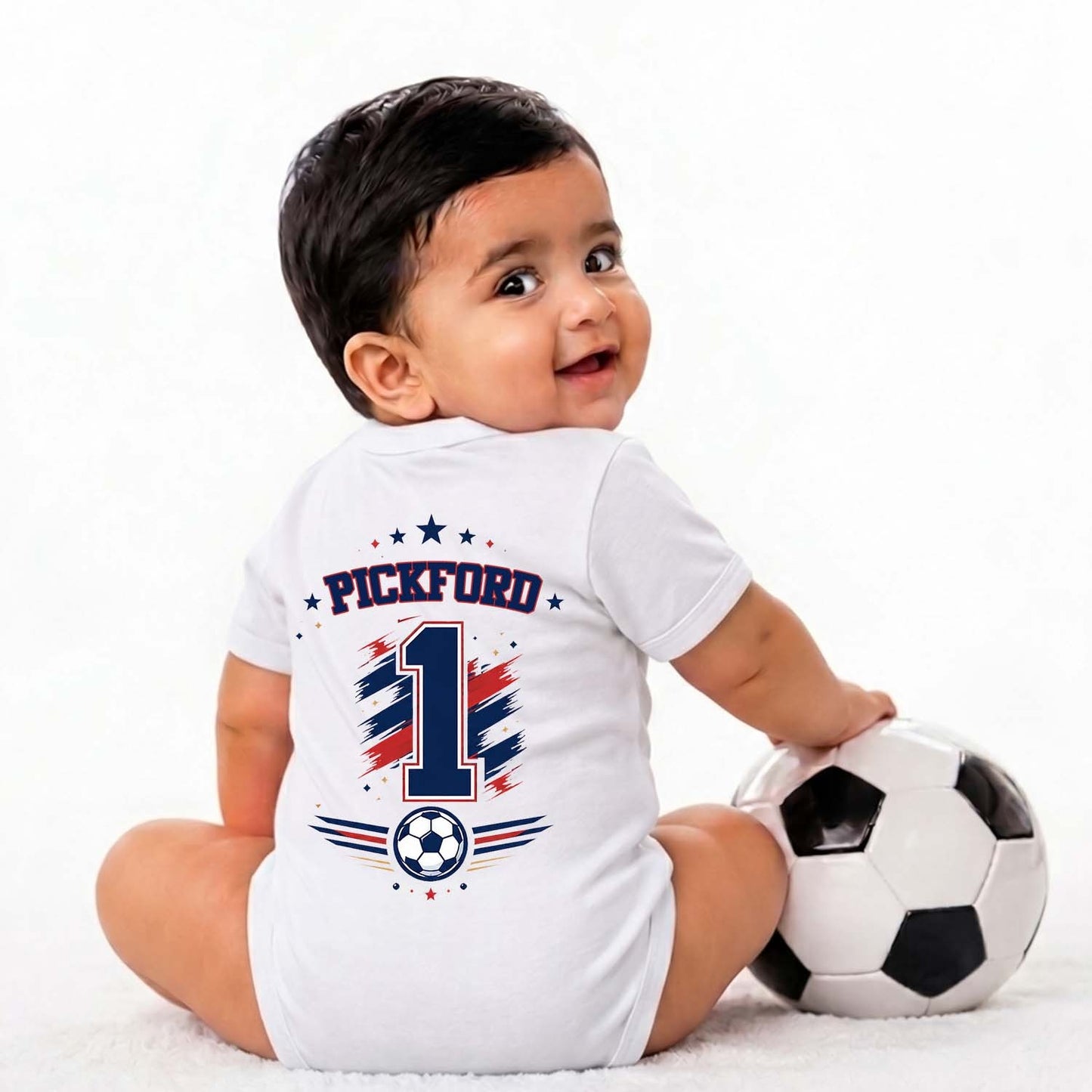 New Born & Baby clothing | England Football Fan Baby Romper with Customized Baby Name Printed | Soft Cotton