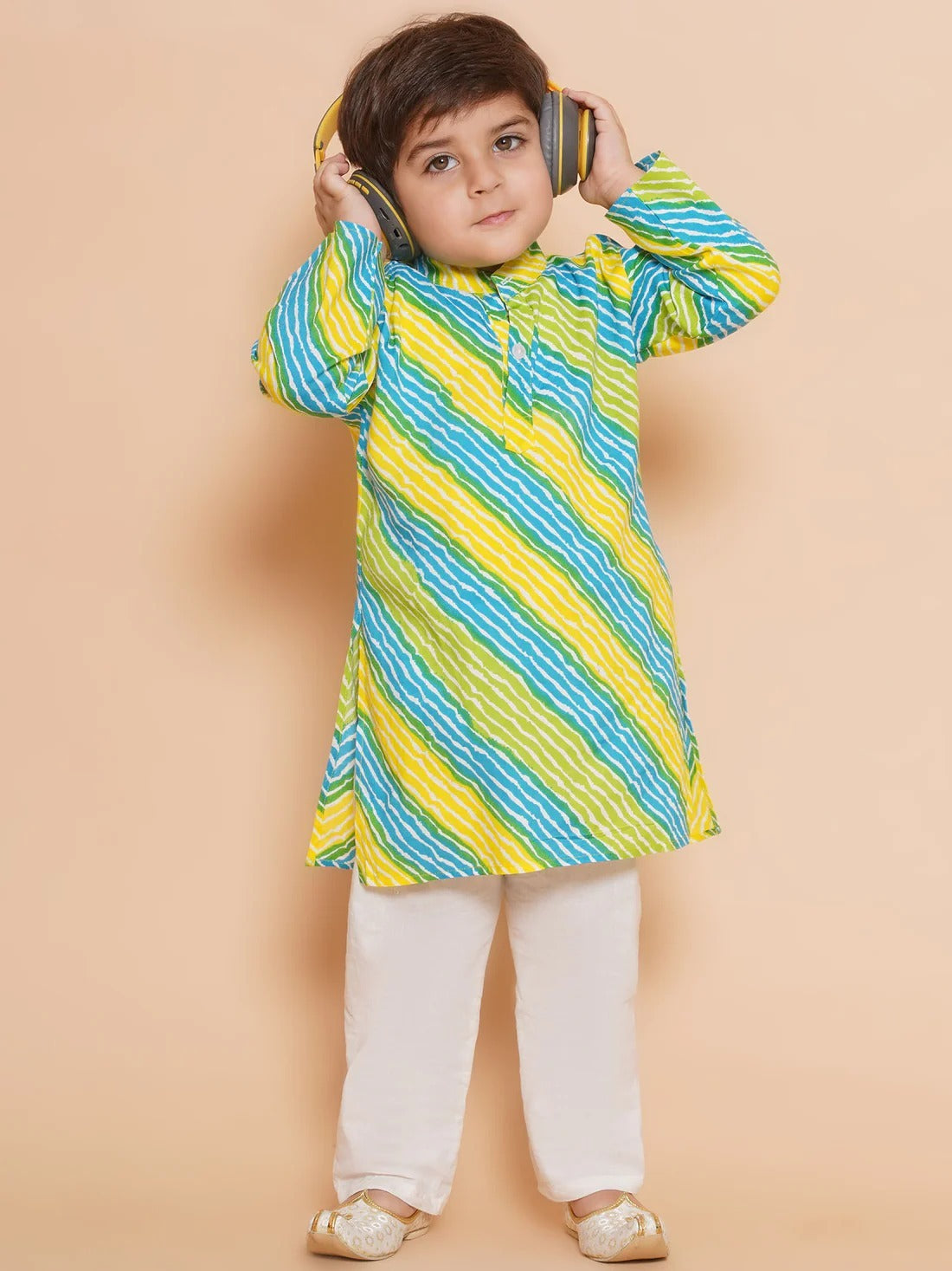 Premium Cotton Kids Ethnic Wear Kurta Set for Boys | lehariya Print | Festival Collection
