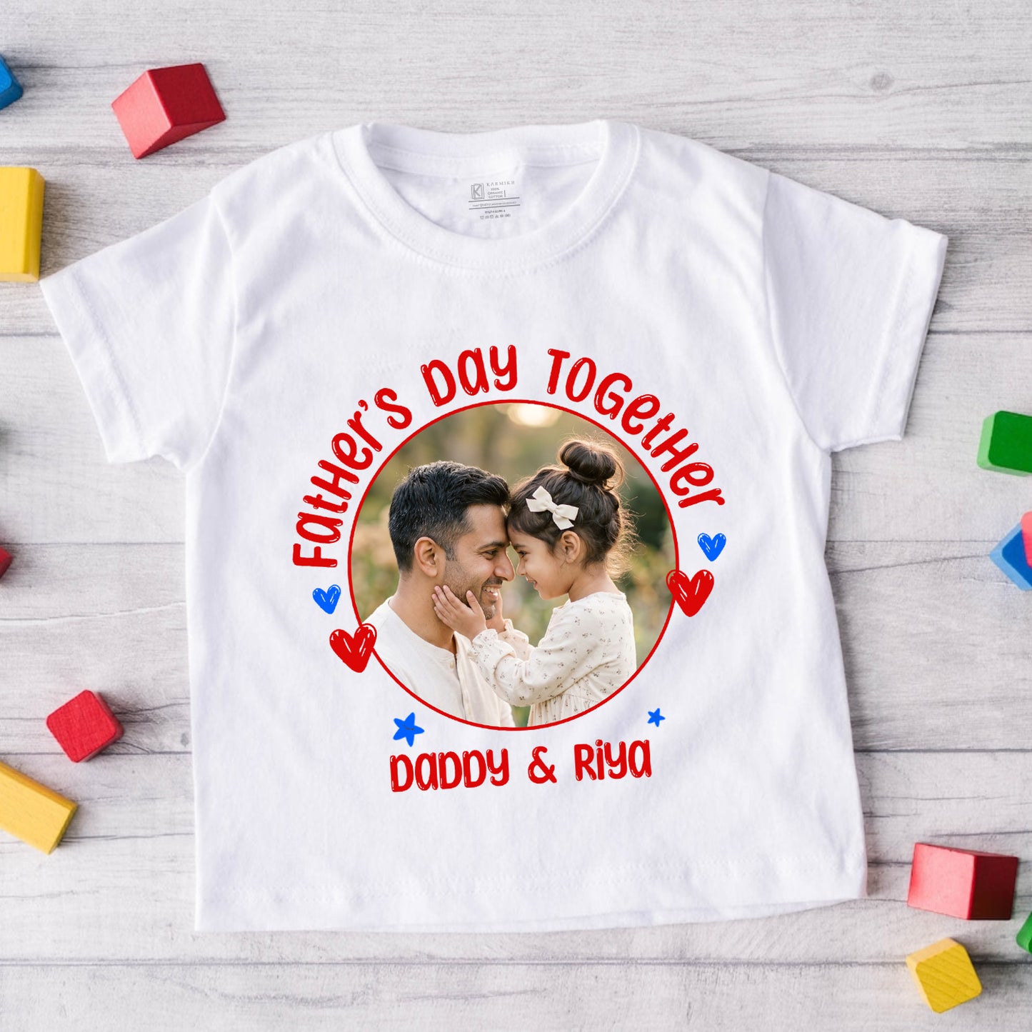 New Born & Baby Clothing | Fathers Day Together Daughter Customized Image & Name White T-shirt | Soft T-shirt