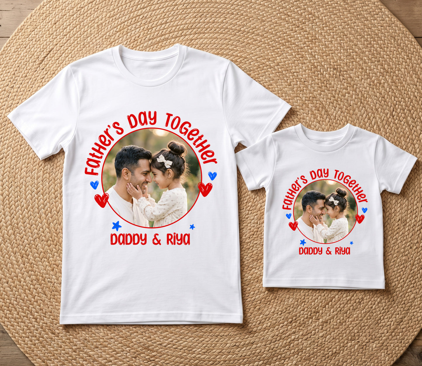New Born & Baby Clothing | Fathers Day Together Dad & Daughter Twinning Custom Image White Sets | Soft T-shirt