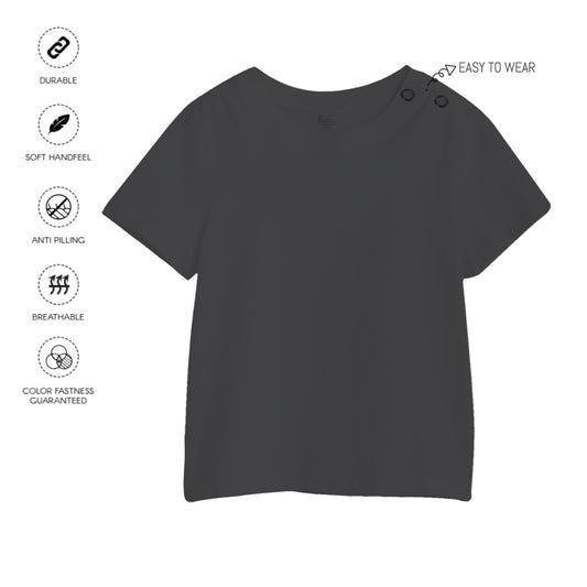 Kids Black Plain T-Shirt