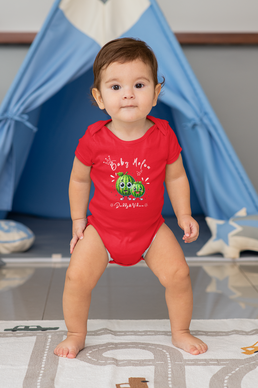 Father's Day customized baby name melon _Red onesie