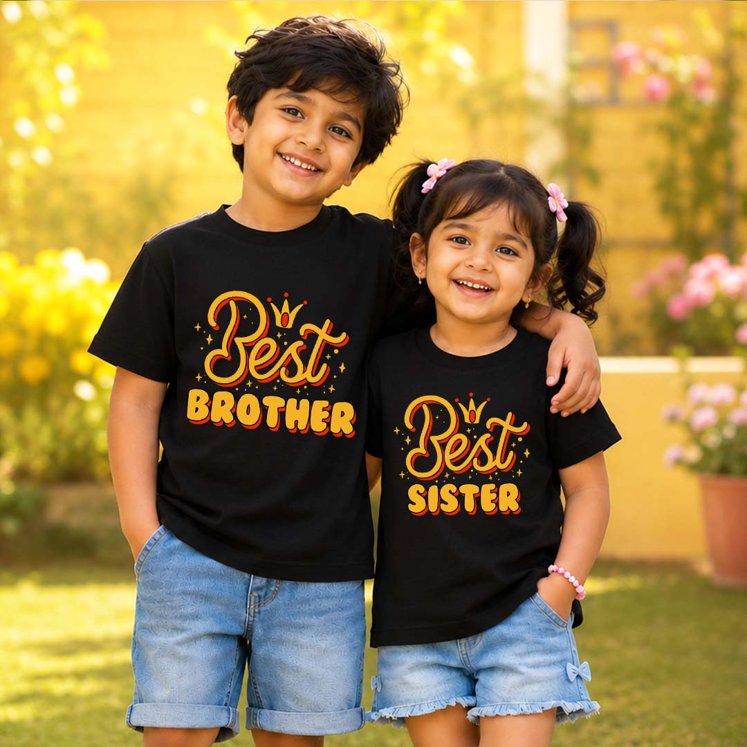Combo pack of Best Brother, Best Sister Black Tees