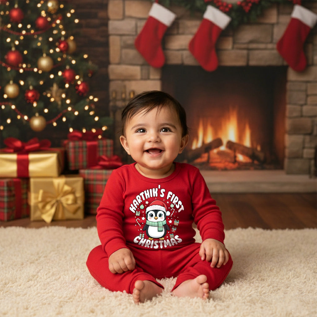 Karthik's First Christmas 05 _ Full Red Romper