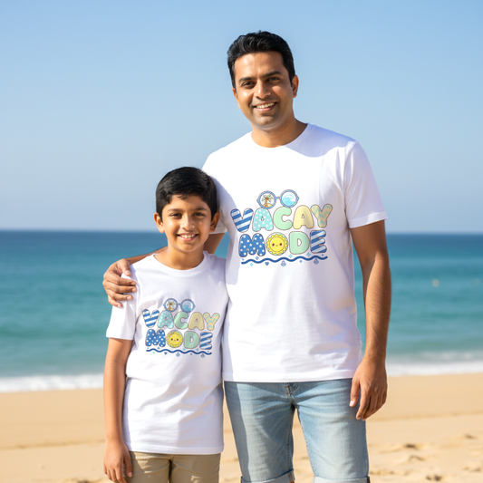 Vacay Mode _ Father and Son Twinning White T-shirt