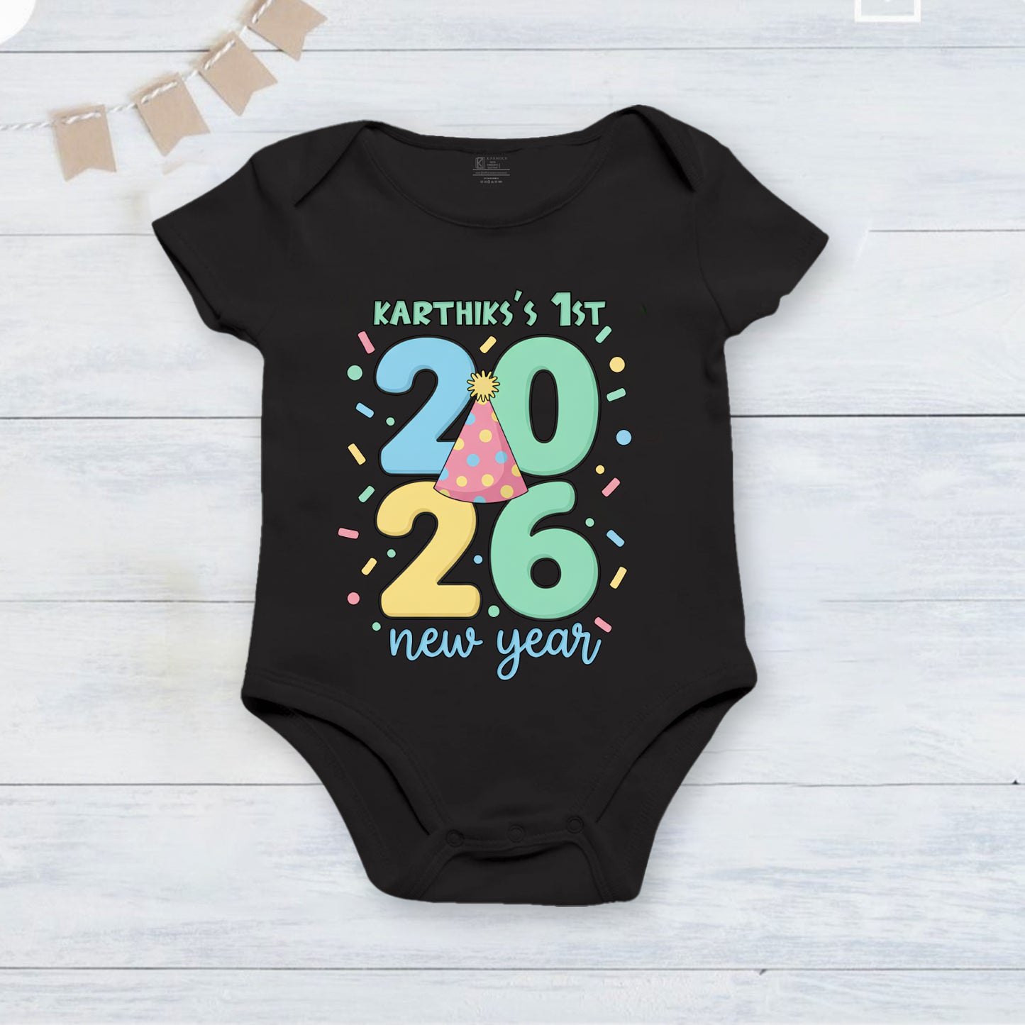 New Born & Baby Clothing | Baby First New Year 1st 2026 New Year With Customized Baby Name | Soft Cotton