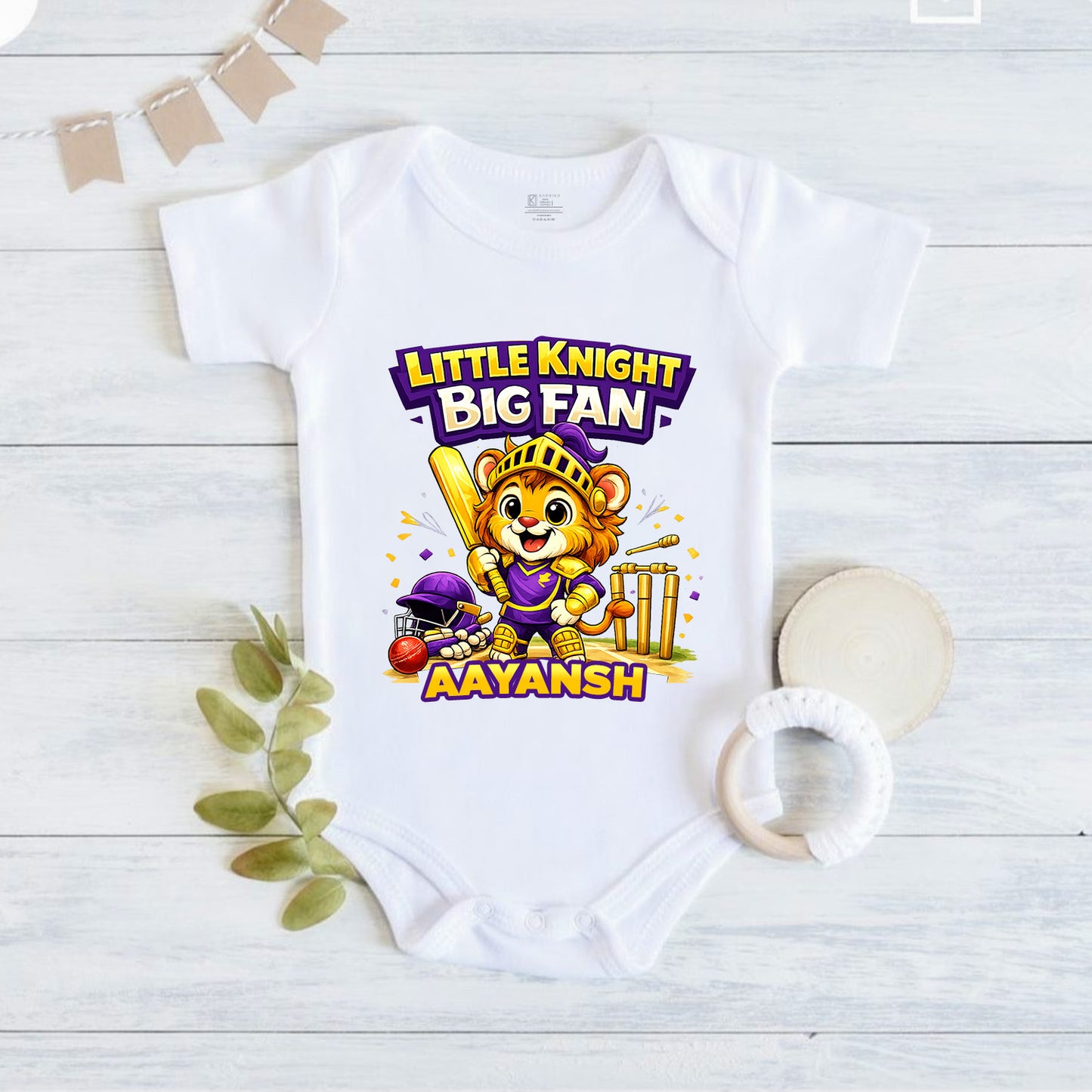 New Born & Baby Clothing | Little Knight Big Fan With Customized Baby Name | Soft Cotton