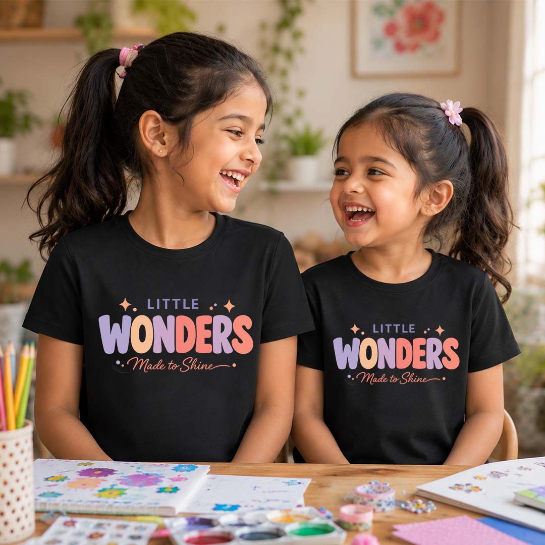 Combo pack of Little Wonders siblings Black Tees