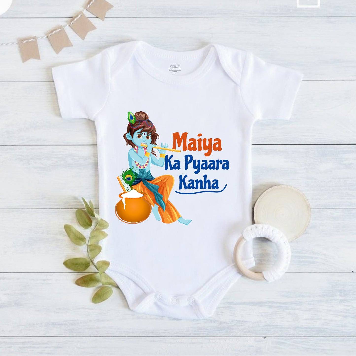 Maiya Ka Pyaara Kanha_ White Onesie