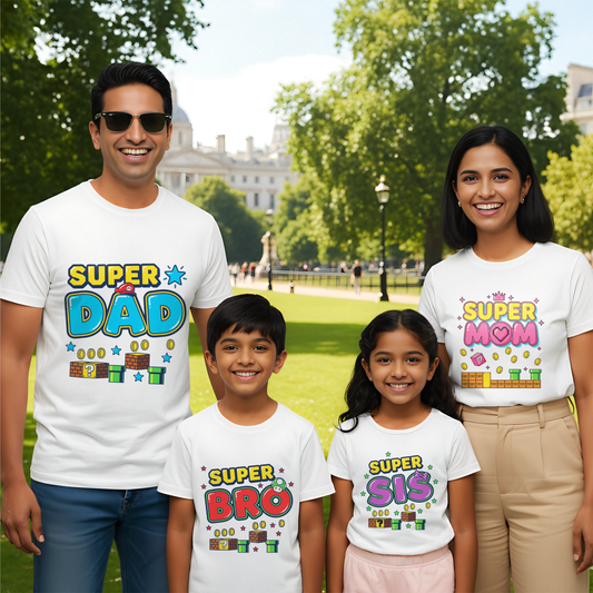 Super Family  _ Total Family Twining White T-shirt