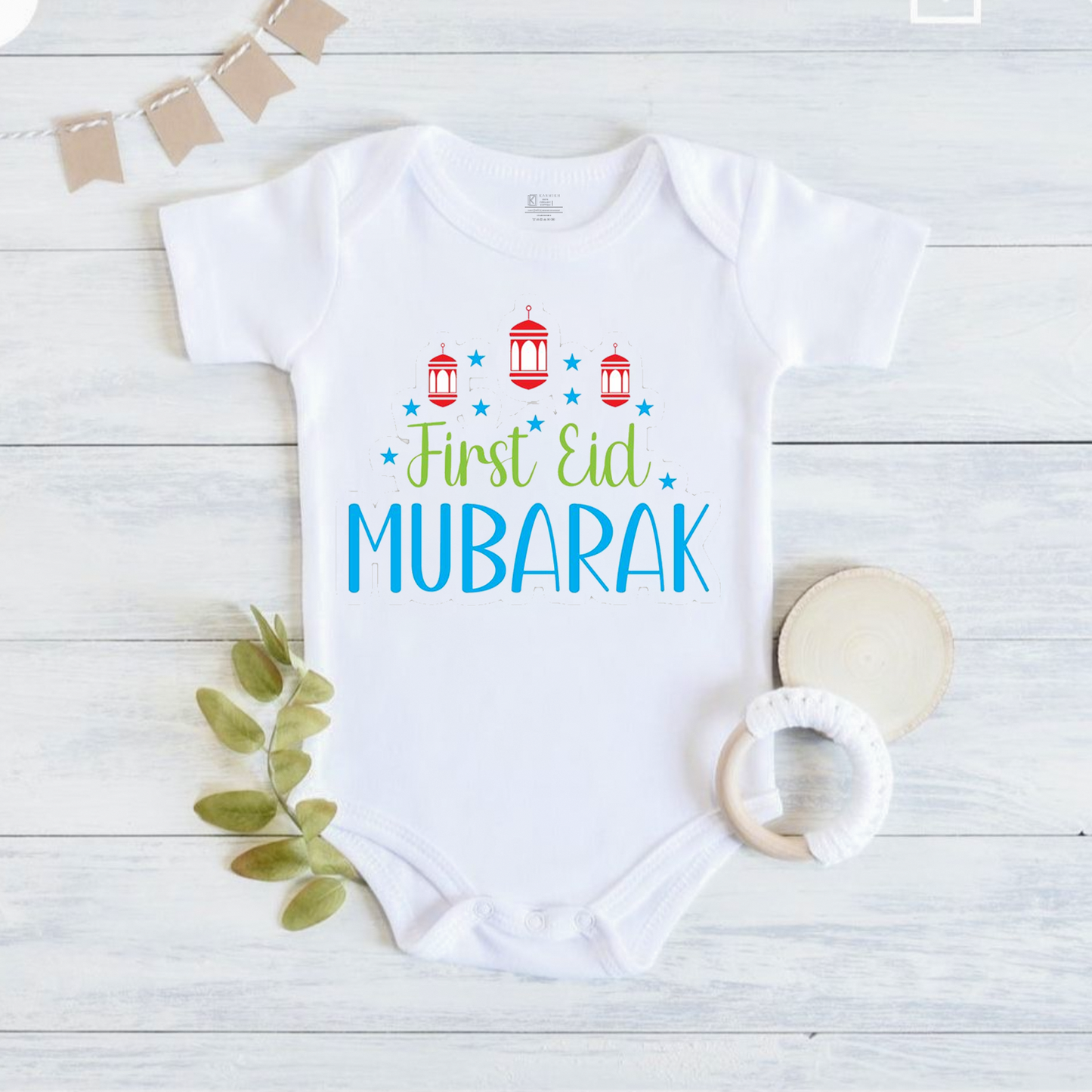 Newborn & Baby Clothing | Baby First Eid Mubarak Romper | Soft Cotton