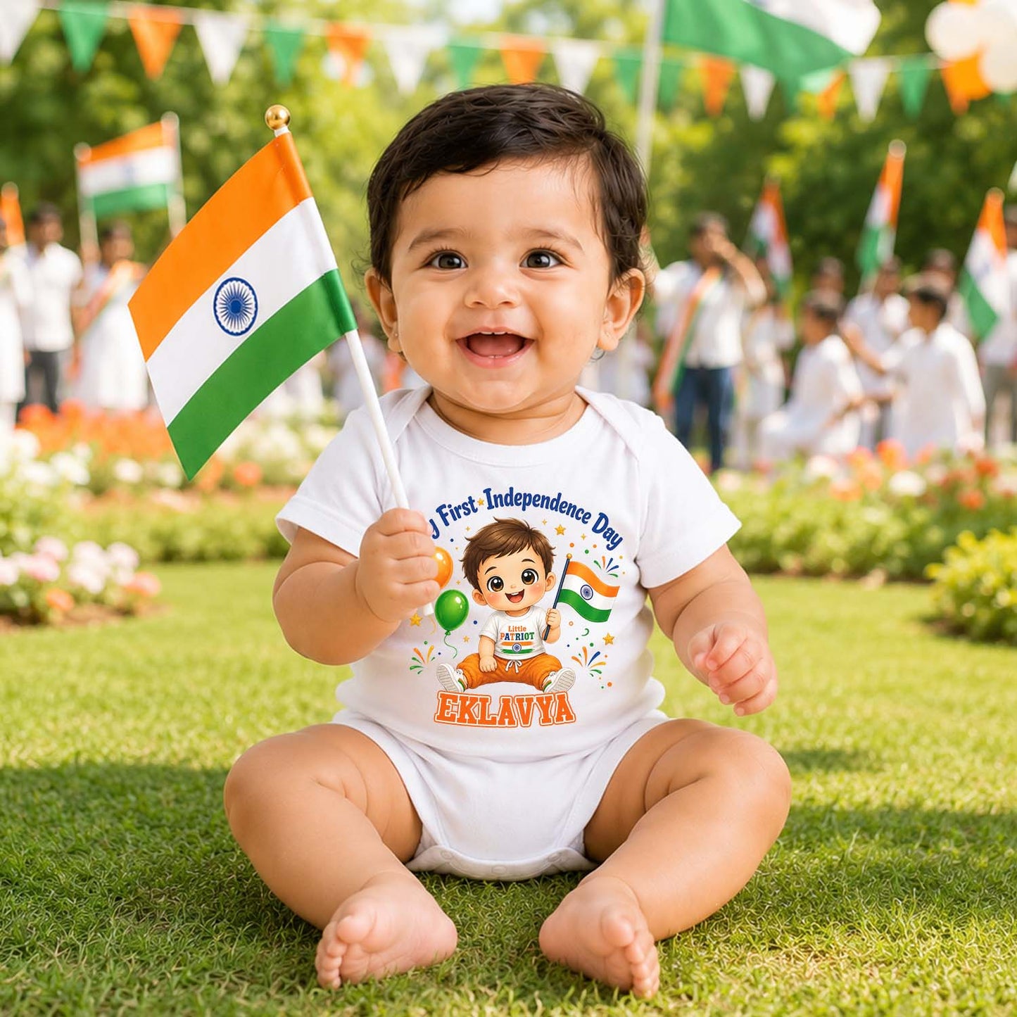 New Born & Baby Clothing | My First Independence Day With Customized Baby Name | Soft Cotton