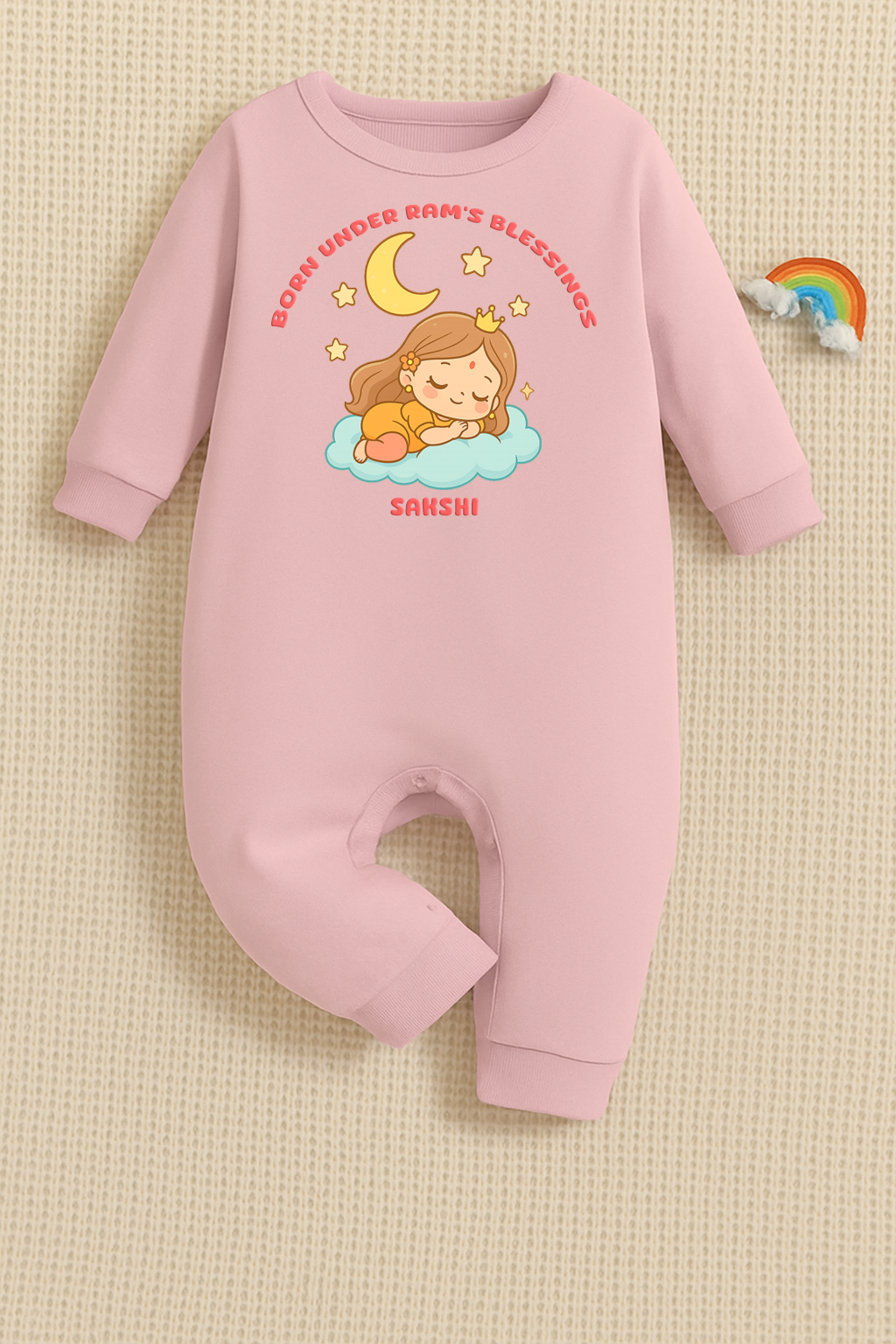 New Born & Baby Clothing | Born Under Ram's Blessings With Customized Baby Girl Name | Soft Cotton