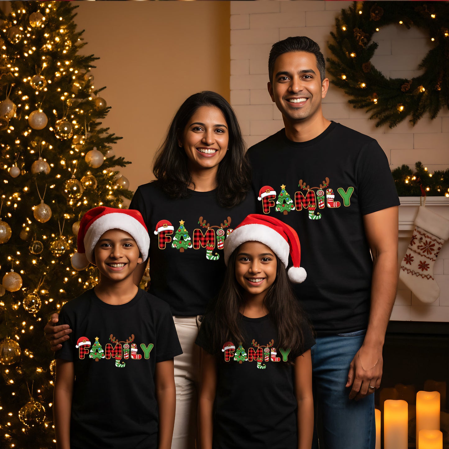 Family Christmas _ Black T-shirts