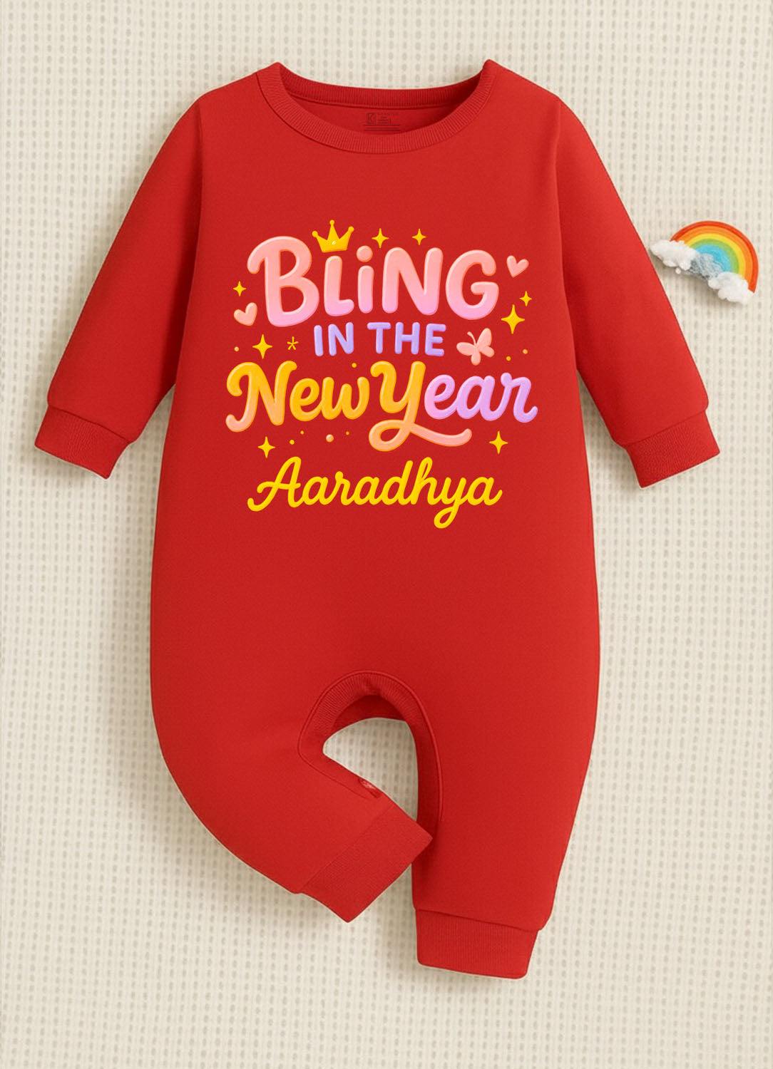 Bling In The New Year With Customized Baby Name _ Full Red Romper
