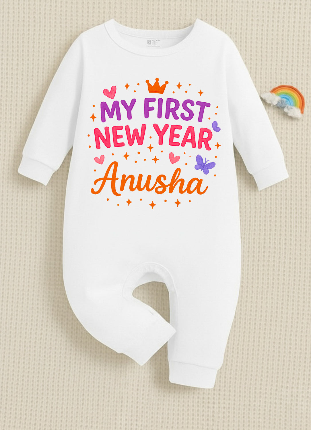 My First New Year With Customized Baby Name _ Full White Romper