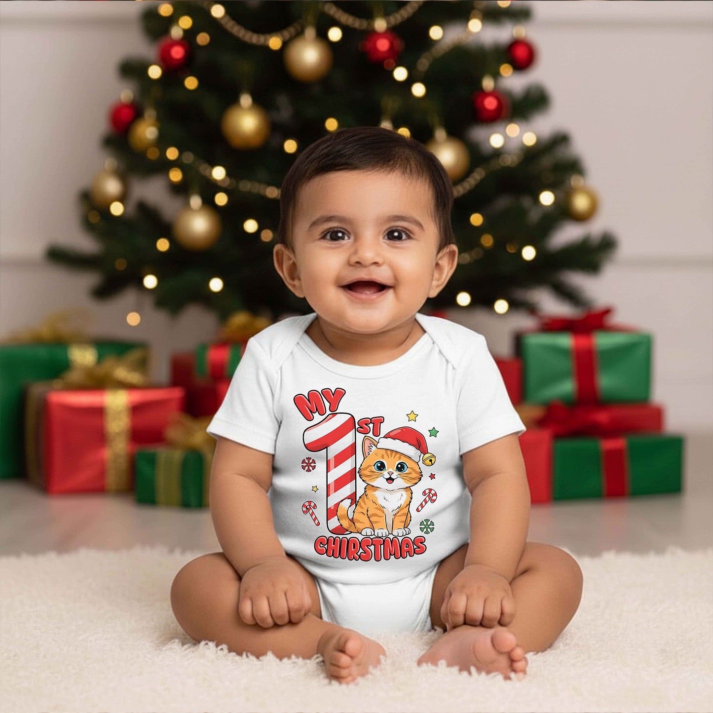 My First Christmas 02 _ White Onesies