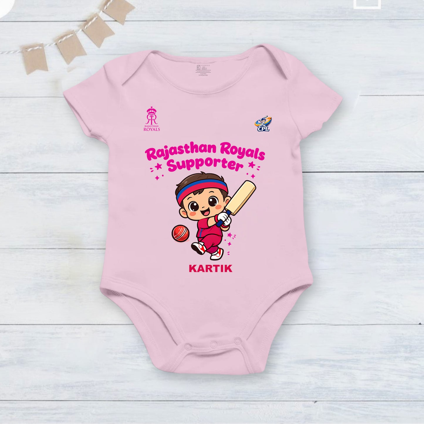New Born & Baby Clothing |Rajasthan Royals Supporter With Customized Baby Name | Soft Cotton