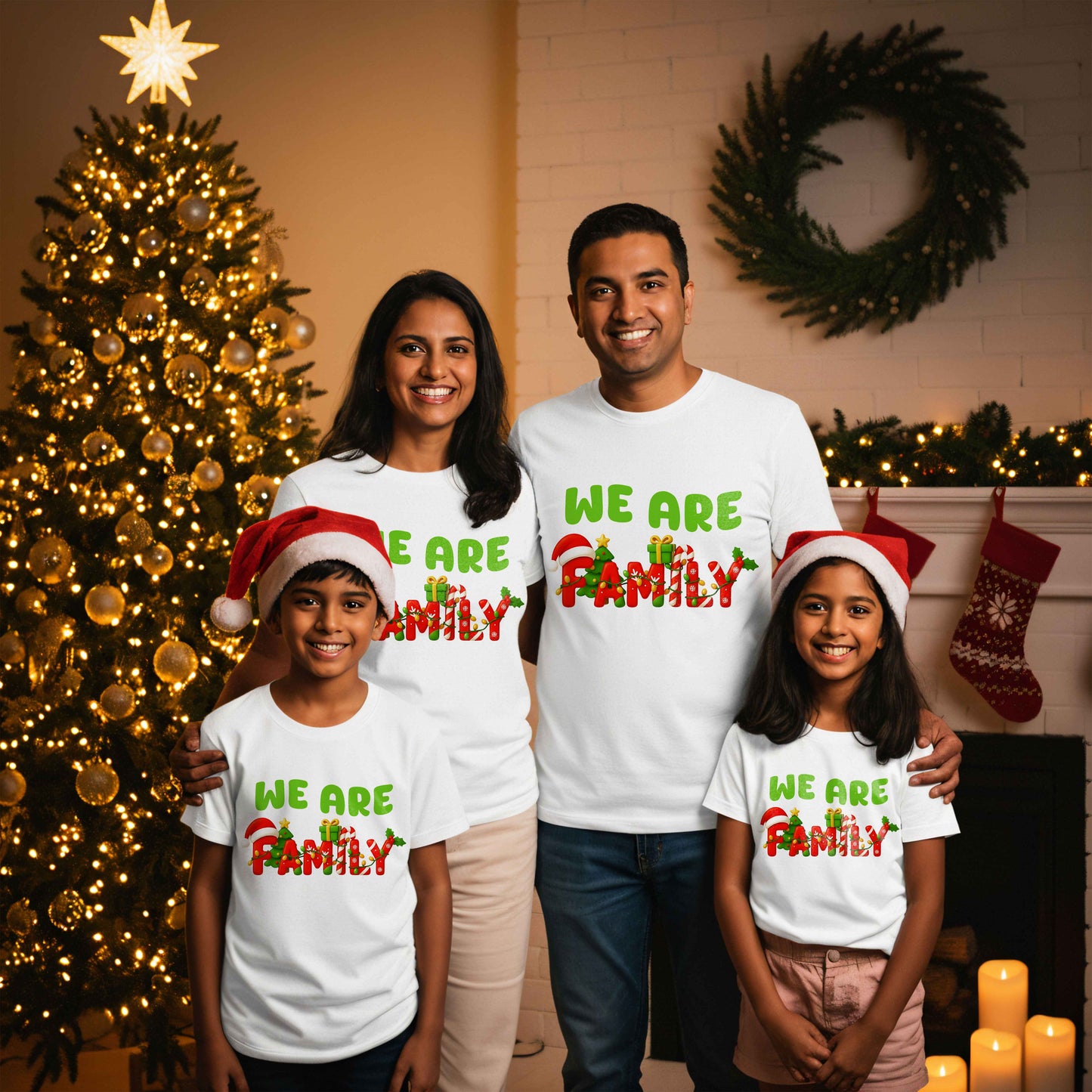 We Are A Family Christmas T-Shirt Collection - White T-Shirt