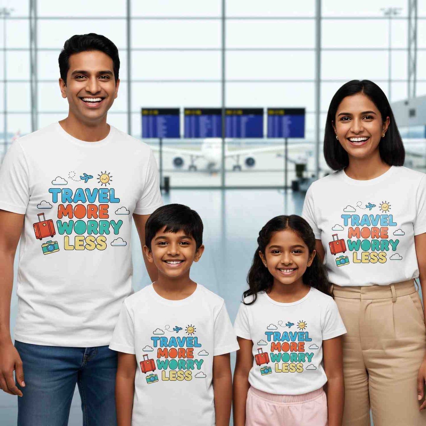 Travel More Worry Less _ Total Family Twinning White T-shirt