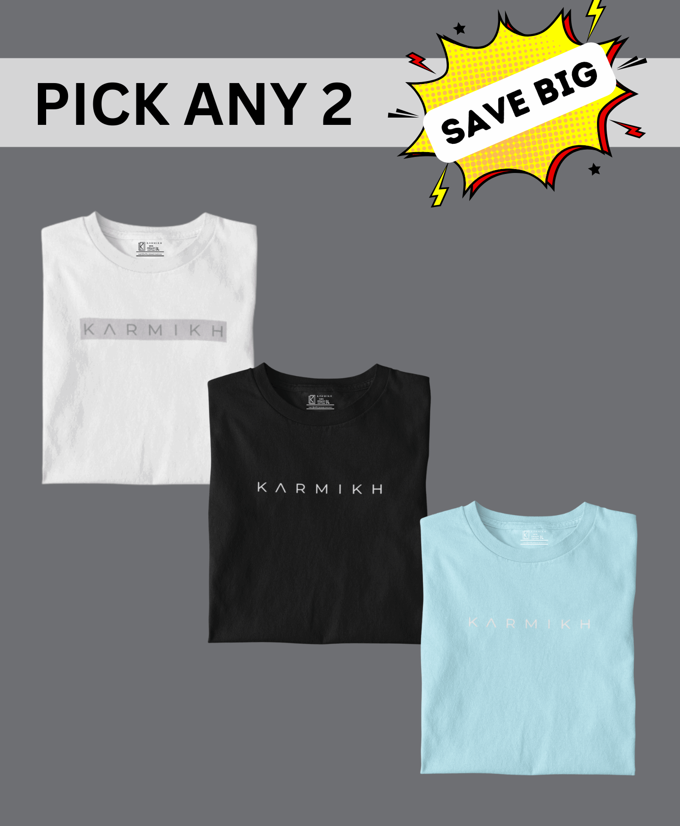 Women Round Neck Classic Karmikh Cotton Tee - Pack of 2