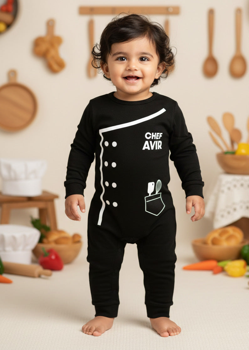 Cute Professional Chef Baby Photoshoot Outfit With Customized Baby Name for Newborns & Infants | Soft Cotton